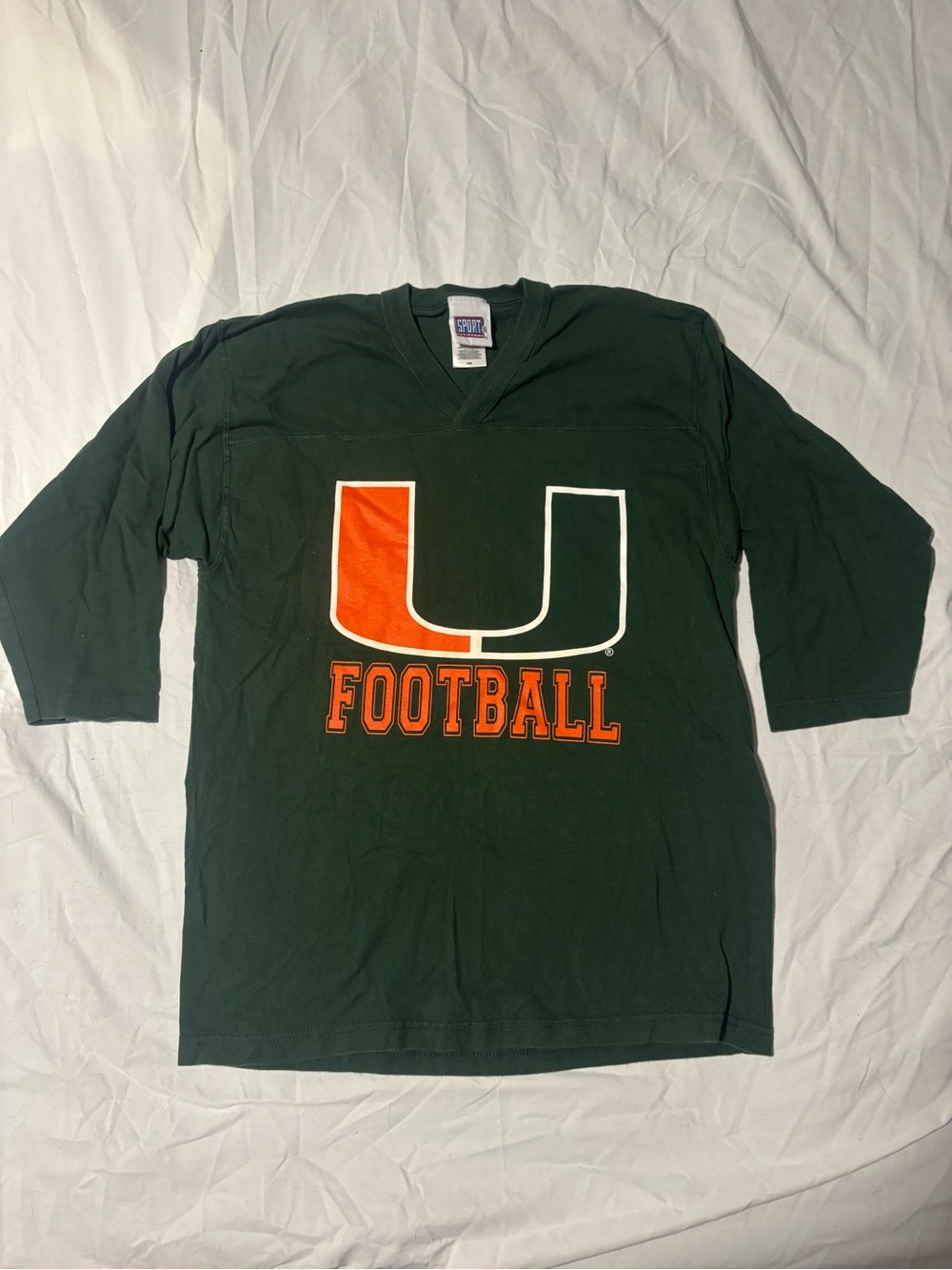 Vintage 90s Miami Hurricanes Football 3/4 Sleeve Shirt